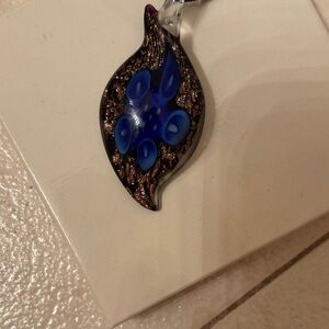 Blue and Black Glass Pendant